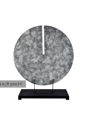 现代新中式轻奢样板房圆形铁艺复古摆件客厅大堂云彩家居软装饰品