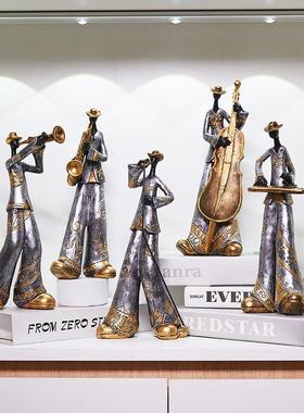 复古乐队艺术创意摆件音乐人物客厅书架酒柜轻奢装饰品树脂工艺品