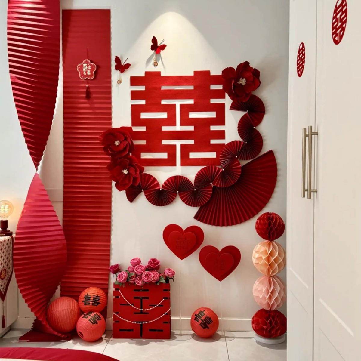 婚房氛围布置婚套结背景墙6198装饰女方喜字贴房客厅装新卧室墙面,淘宝优惠券,粉丝福利购,淘宝优惠卷