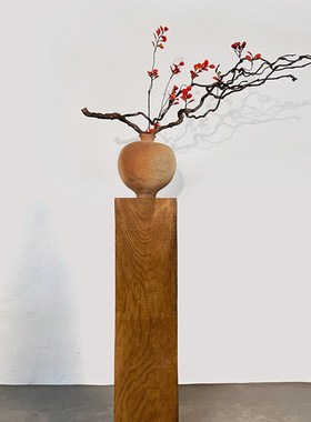 方形木墩原木底座实木墩柱子客厅玄关酒店侘寂R风造型摆件香樟木