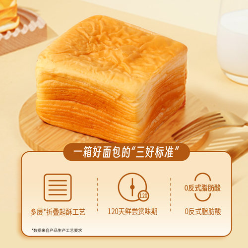 三只松鼠水牛乳千层吐司1kg手撕千层奶香面包零食早餐营养 - 图1