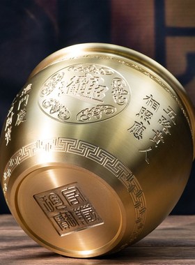 小铜记铜缸缸招财进宝聚宝盆家居客厅办公装饰八宝缸存钱罐