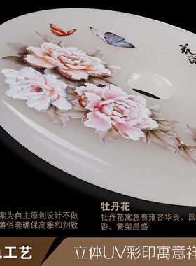 新玄关挂件墙上装饰品圆形壁饰天然玉石挂饰富贵
