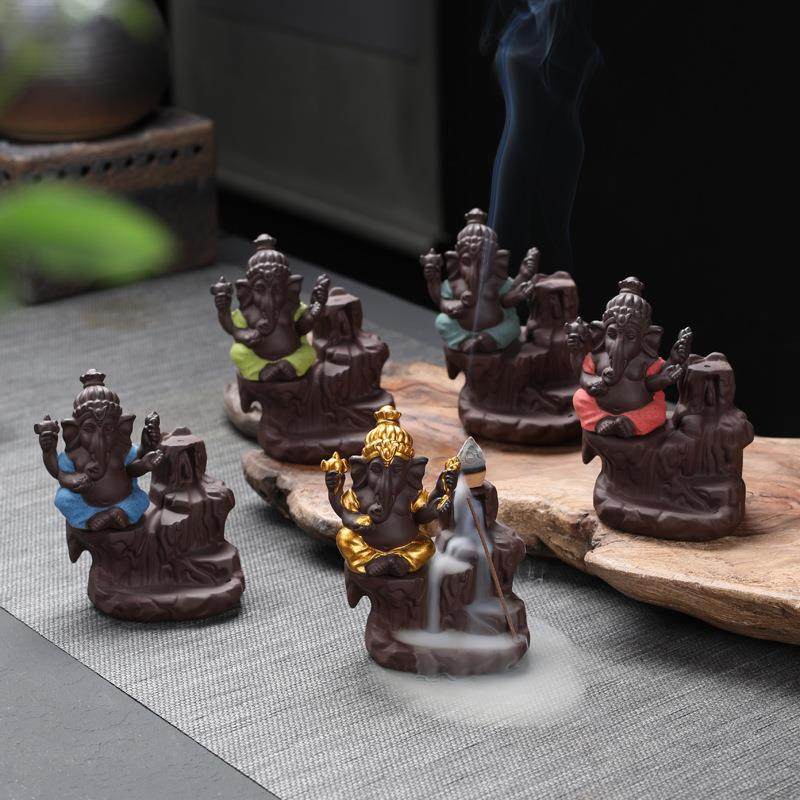 倒流香炉泰国象头财神印度象创意紫砂熏炉陶瓷香道家居办公摆件,淘宝优惠券,粉丝福利购,淘宝优惠卷