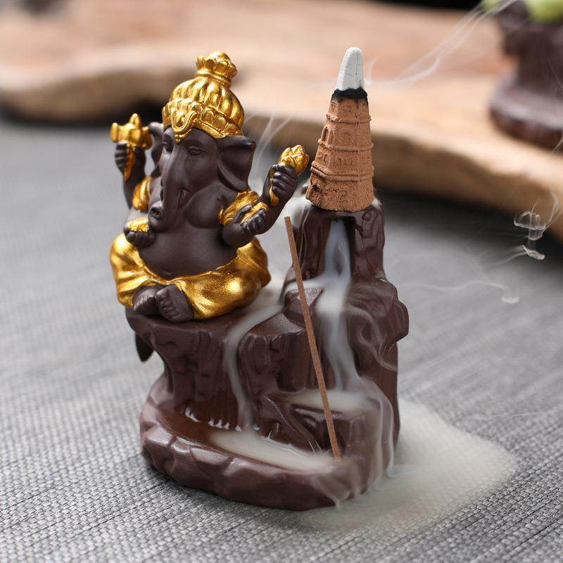 倒流香炉泰国象头财神印度象创意紫砂熏炉陶瓷香道家居办公摆件,淘宝优惠券,粉丝福利购,淘宝优惠卷