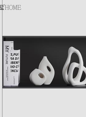 现代轻奢黑白抽象艺术摆件家居客厅酒柜电视柜办公室桌面软装饰品