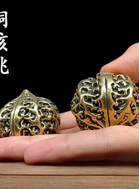 黄铜实心钟馗铜核桃创意手把件老人健身健身球文玩收藏礼品工艺品