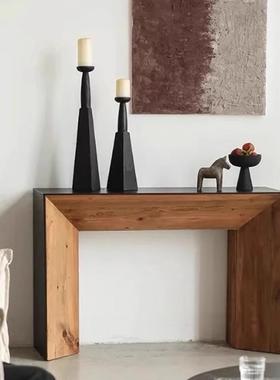 中古法式侘寂风木纹烛台北欧极简民宿装饰品托盘禅意餐桌玄关摆件