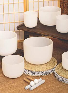 乳白色微瑕入门6-14英寸/瑜伽静心减压音疗碗/厂家直销/水晶颂钵