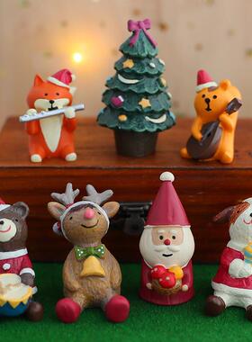圣诞三不动物小摆件治愈办公室桌面情绪稳定神器小礼物树脂工艺品