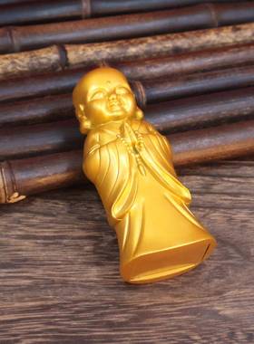 禅意小和尚弥勒佛像摆件招财进宝元宝文财神站像中式佛像家居供奉