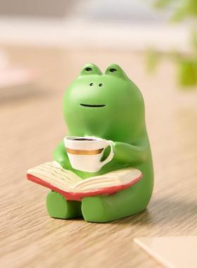 摇椅青蛙治愈系摆件办公室电脑工位书桌面装饰好物日系解压小礼物