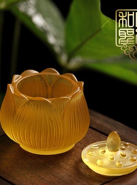 家用佛堂净水杯供水杯供佛圣水杯古法琉璃观音大悲水莲花贡杯包邮