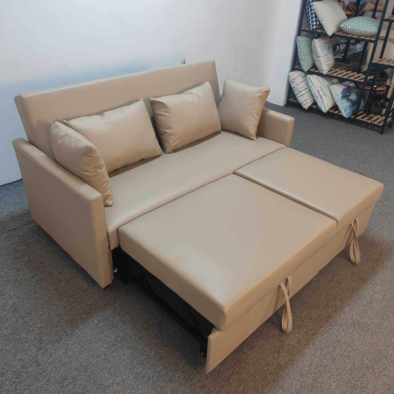 新款直销多功能两用皮艺沙发床公寓酒店出租房推拉双隐藏贵妃可折,淘宝优惠券,粉丝福利购,淘宝优惠卷
