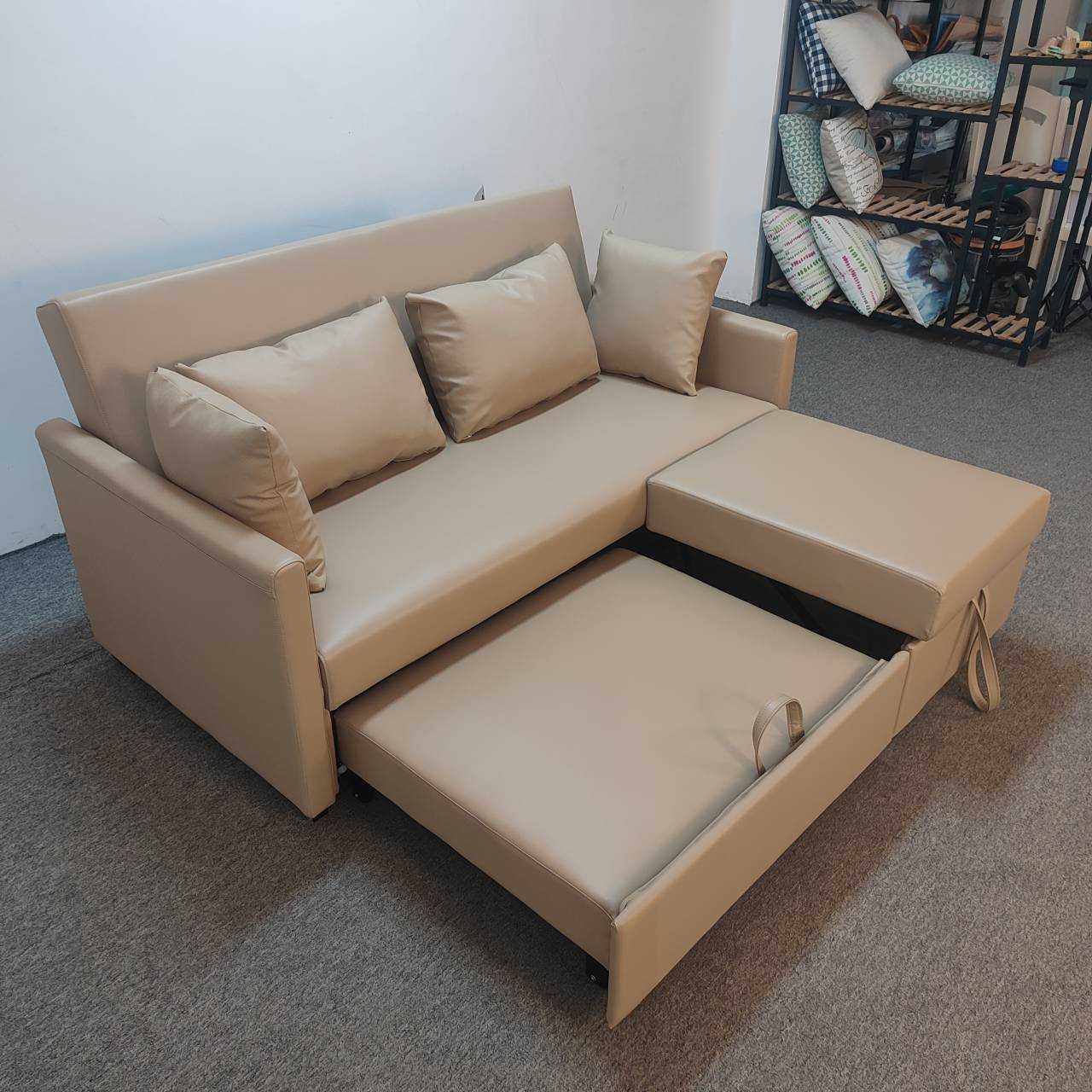 新款直销多功能两用皮艺沙发床公寓酒店出租房推拉双隐藏贵妃可折,淘宝优惠券,粉丝福利购,淘宝优惠卷