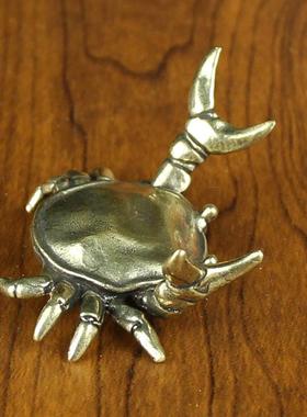 新款直销黄铜举重螃蟹摆件办公室笔架纯铜金属工艺品创意铜器义务