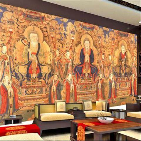 道家三清元始天尊墙纸3d壁纸无缝背景墙中式佛堂文化佛龛寺庙壁画,淘宝优惠券,粉丝福利购,淘宝优惠卷