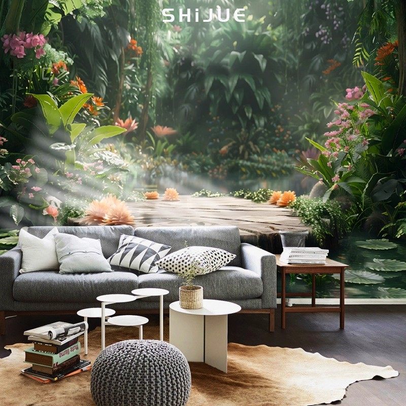 东南亚原始3D森林大自然壁纸客厅沙发卧室大树壁画电视机背景墙布,淘宝优惠券,粉丝福利购,淘宝优惠卷