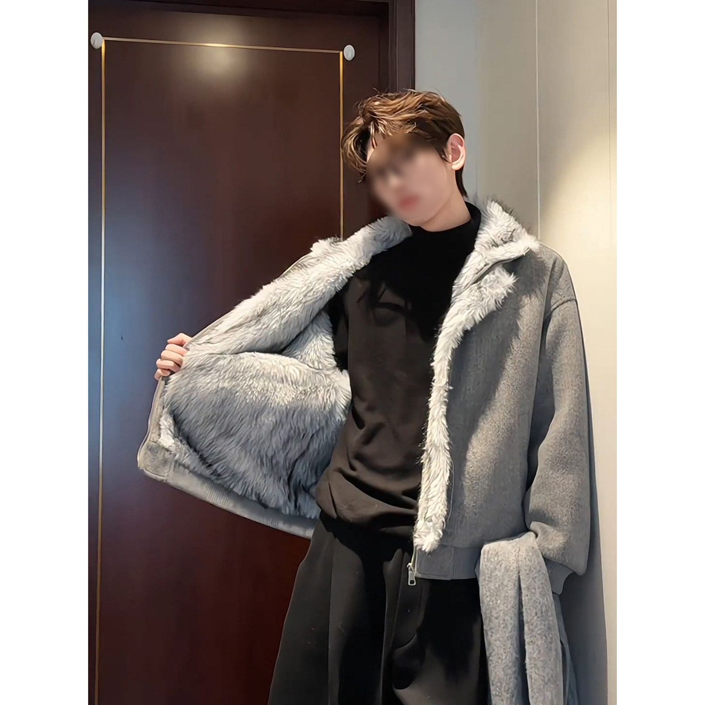 深灰色座山雕毛领棉服外套男冬季加厚飞机扣工装外套美式保暖棉衣,淘宝优惠券,粉丝福利购,淘宝优惠卷