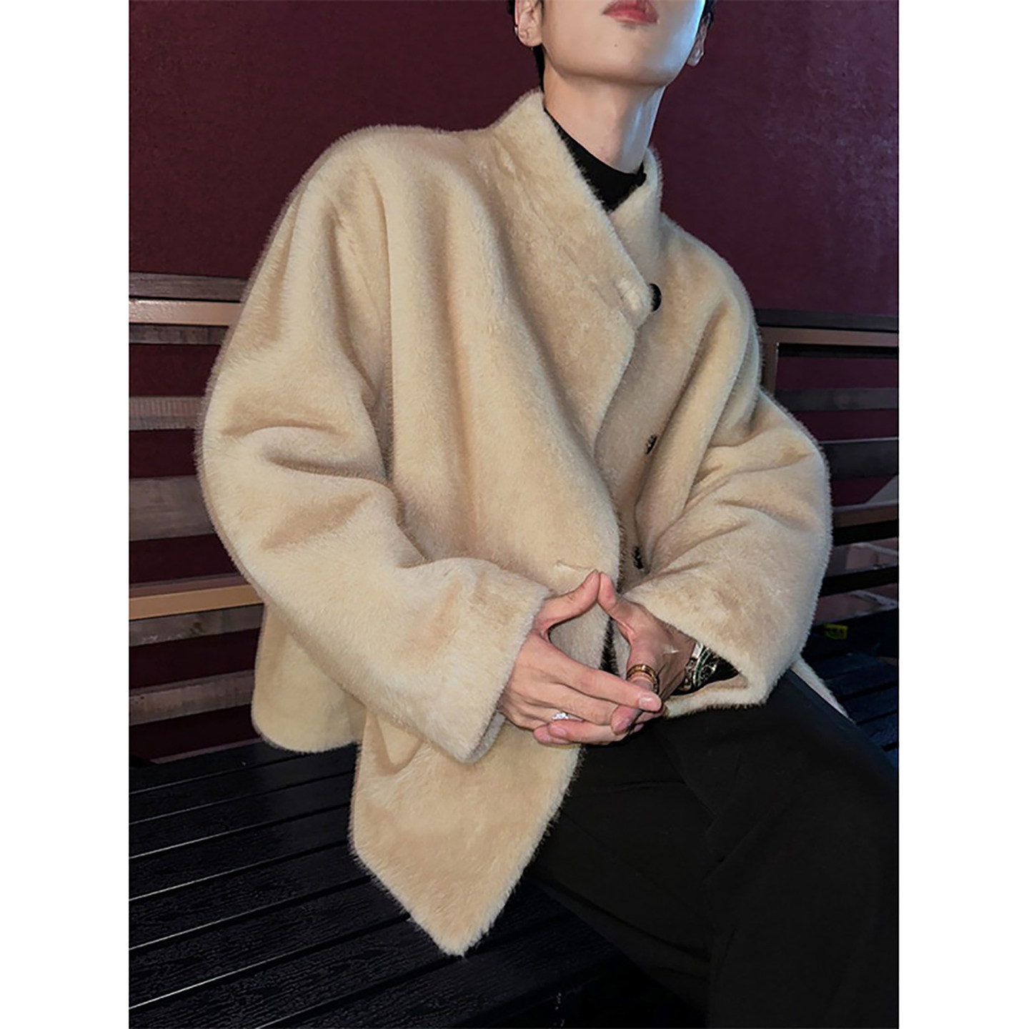 韩系仿兔毛派克皮草服男款冬季皮毛一体棉服外套加厚保暖立领夹克,淘宝优惠券,粉丝福利购,淘宝优惠卷