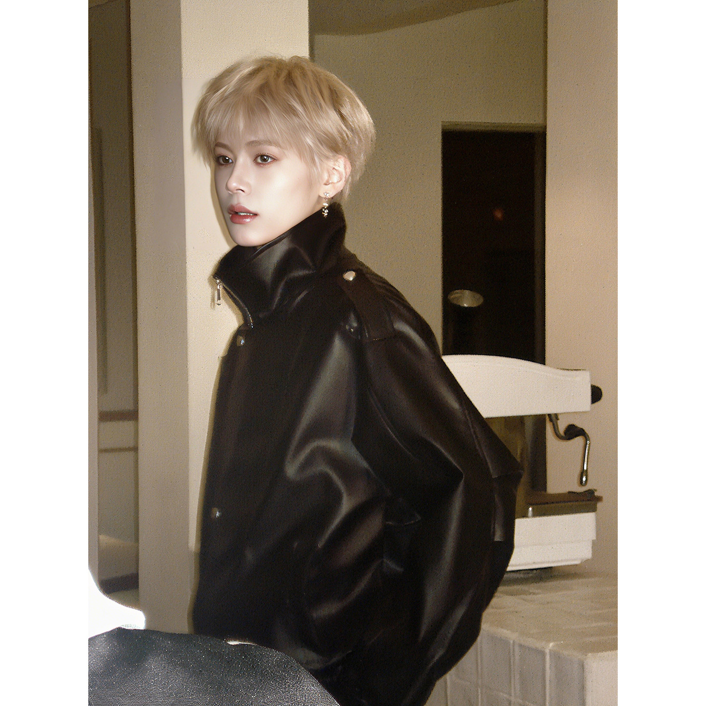 美式短款加绒pu皮衣外套男秋冬解构设计感小众夹克潮牌痞帅机车服,淘宝优惠券,粉丝福利购,淘宝优惠卷