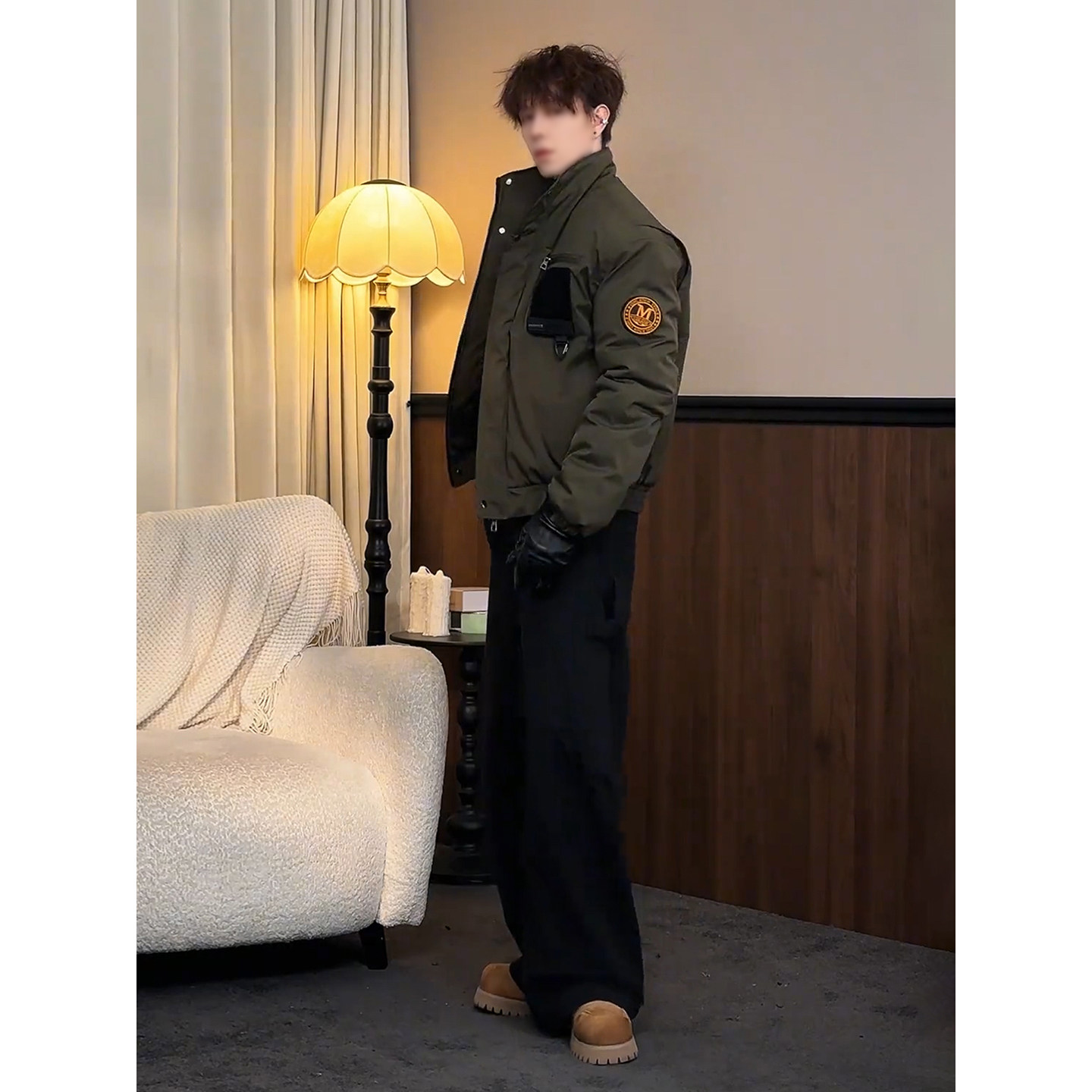 美式复古硬核骑兵棉服男模高级感穿搭套装冬季廓形弯刀阔腿牛仔裤,淘宝优惠券,粉丝福利购,淘宝优惠卷