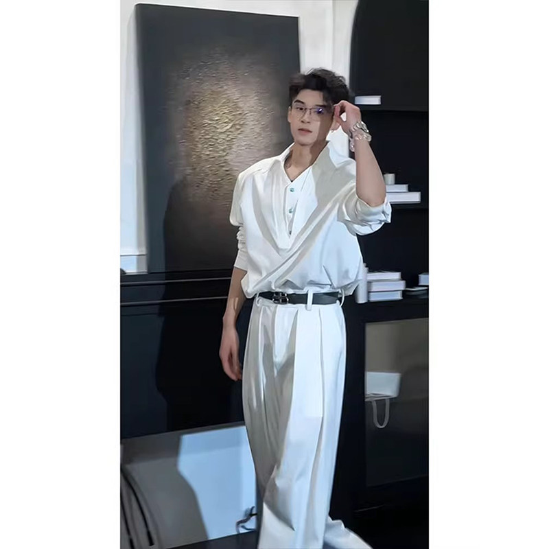 轻奢高级感男士polo衫套装老钱风清冷松弛感穿搭韩系成熟稳重男装,淘宝优惠券,粉丝福利购,淘宝优惠卷