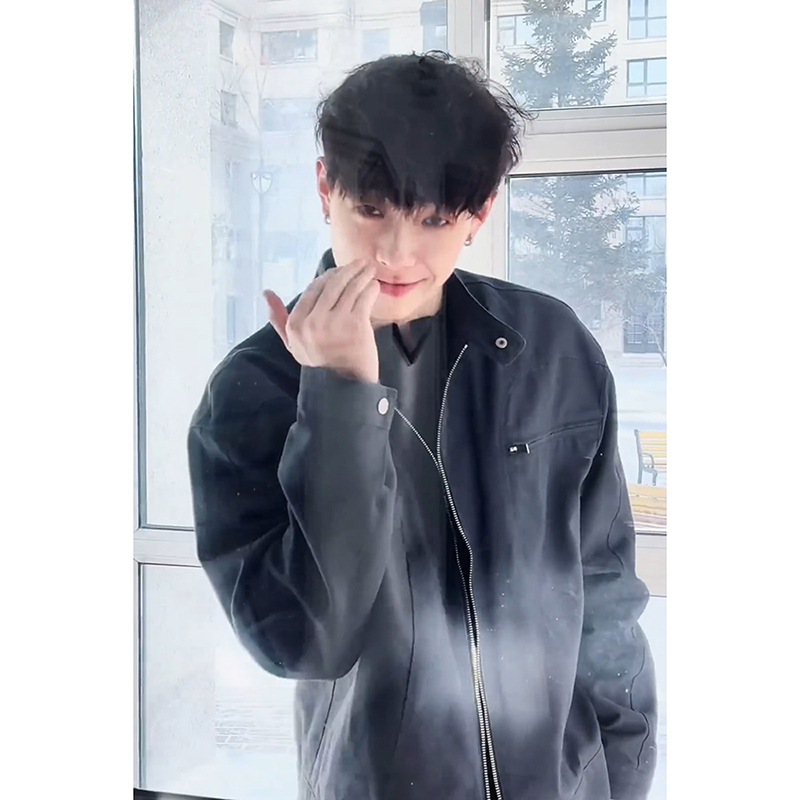美式cleanfit哈灵顿夹克男春秋底特律牛仔外套短款复古水洗机车服 - 图1