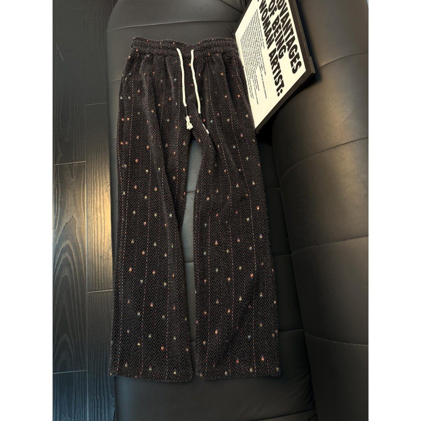 小香风七彩色条纹裤子男款秋冬美式重磅针织卫裤加厚直筒休闲长裤,淘宝优惠券,粉丝福利购,淘宝优惠卷