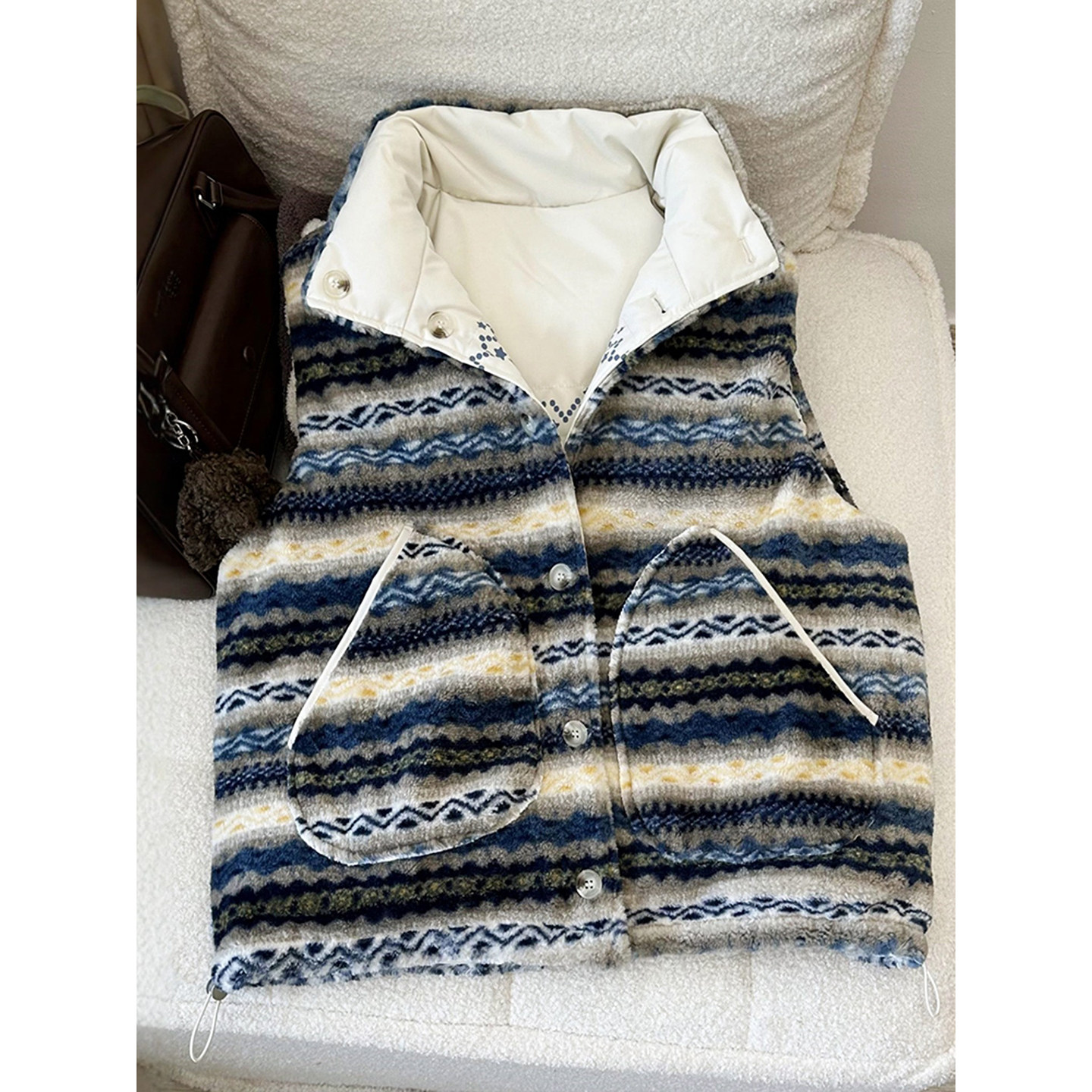 双面穿费尔岛马甲款羽绒棉服男款冬季羊羔绒背心韩系情侣立领坎肩,淘宝优惠券,粉丝福利购,淘宝优惠卷