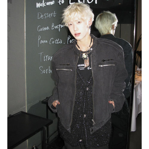 美式cleanfit牛仔衣外套男韩版潮流庞博文同款高级感痞帅垫肩夹克 - 图3