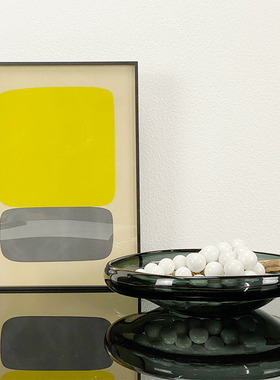 现代简约欧式轻奢不规则圆形玻璃果盘摆件样板房售Y楼处软装饰品