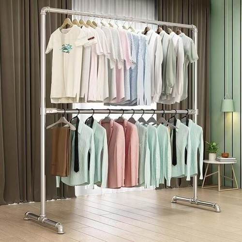 镀锌钢管晾衣架落地室外单双杆挂衣架自来水管家用阳台晒衣服被子 - 图1