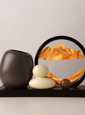 贝汉美时来运转流沙画创意笔筒办公室桌高级感酒柜装饰品摆件