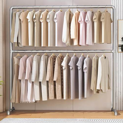 镀锌钢管晾衣架落地室外单双杆挂衣架自来水管家用阳台晒衣服被子 - 图3