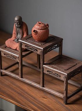 鸡翅木博古架装饰二层三层高低展示架实木架子工艺礼品摆饰佛像摆