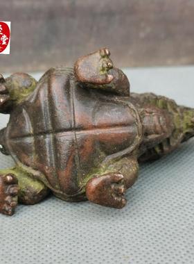 古玩收藏老包浆纯铜实心太极八卦龙龟铜摆件风水玄关摆件客厅