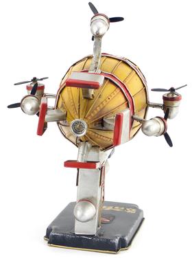 复古铁艺红色警戒基洛夫飞艇摆件怀旧做旧工艺品摆设桌面装饰品