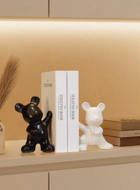 简约轻奢暴力熊创意书档摆件客厅酒柜玄关书柜陶瓷桌面立体装饰品