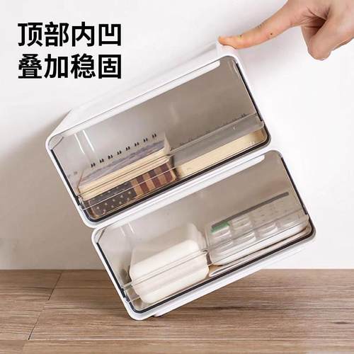 桌面抽屉式收纳柜多层叠加储物盒办公A4文件置物架学生文具整理箱 - 图1