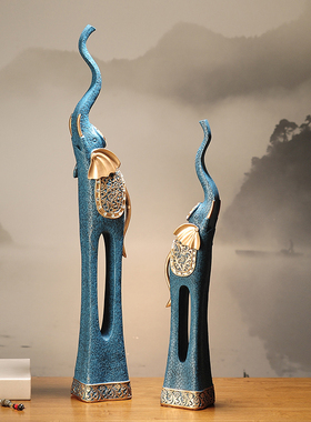 新中式艺术大象摆件客厅家居高端大号落H地摆设工艺品玄关软装饰