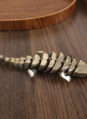 黄铜做旧鳄鱼个性桌面摆件办公室茶桌茶宠铜器复古 鳄鱼摆件