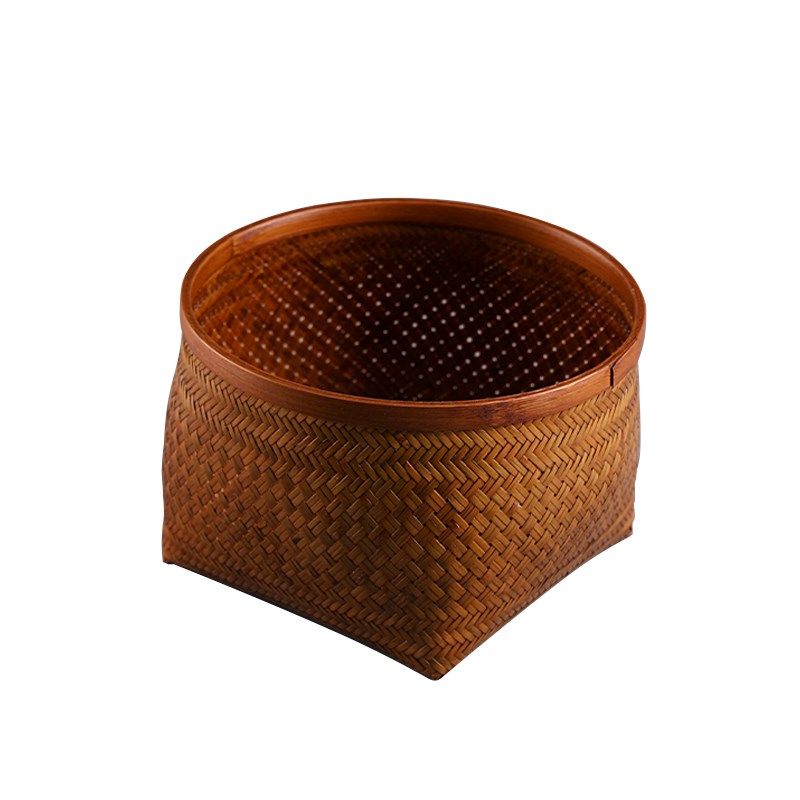 竹筐收纳篮大漆天然手工编织圆形簸箕零食干果杂物盒桌面点心茶道,淘宝优惠券,粉丝福利购,淘宝优惠卷