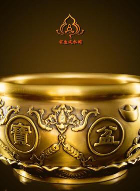 纯铜宝摆件聚黄铜招财存IXW钱罐厅家用全铜实心盆铜盆铜缸大客号