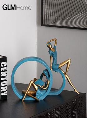 代高档奢艺轻术女孩摆现件创SZ150514意家居玄关客厅电视酒柜办公