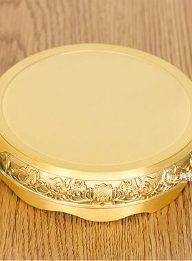 黄铜底座覆古OWZ莲米花浮摆件香炉宝盆百福缸雕中式托架客厅家聚