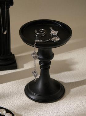 高级WJE感首饰俱示托 托装饰摆饰覆古黑色展盘盘罗马柱家玄关收纳