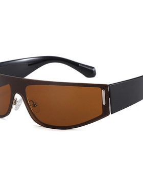 新款网红科技风辣妹护目镜朋克运动太阳眼镜连体欧美拍照无框墨镜