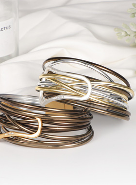 时尚百搭多层欧美风手链波西米亚风合金磁铁扣手环新款女士手饰