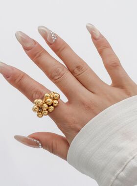 欧美复古珍珠开口镂空戒指女款ins风合金指环小众设计感时尚饰品